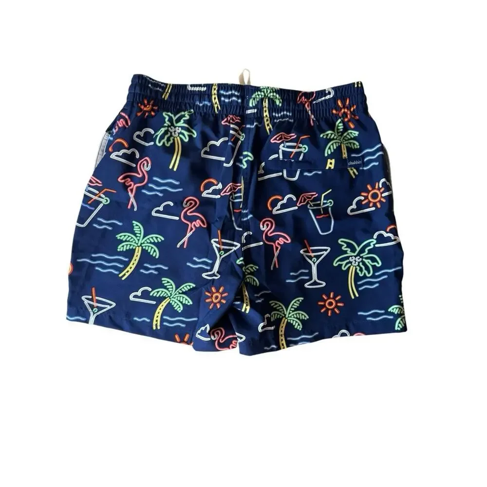 Chubbies NEW Swim Trunks Small Blue The Neon Lights 5.5
